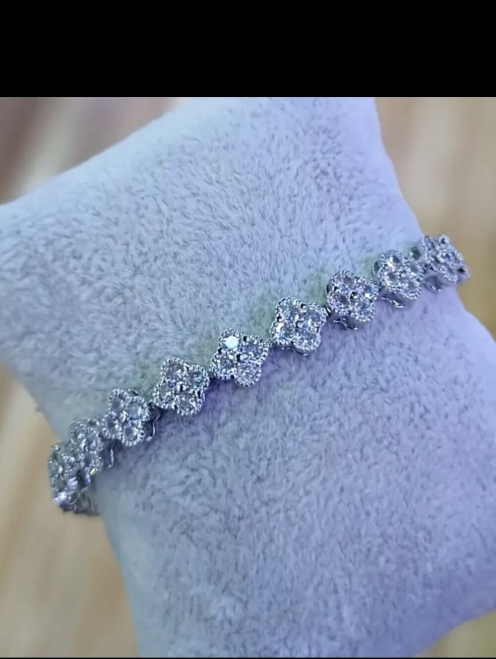 Silver Diamond Clover Tennis Bracelet